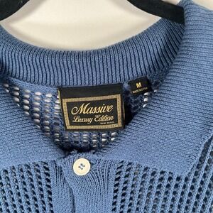 Massive Luxury Edition‎ NEW Sweater Crochet Knit Polo Shirt Button Cotton MEDIUM